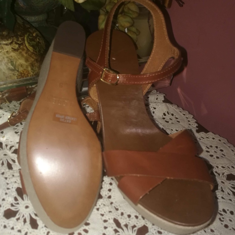 J Crew Lila Lather platform Wedges NWOT - Picture 5 of 6